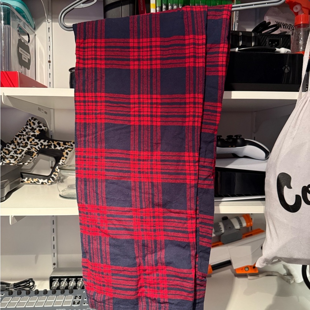 Men's Red and Blue Plaid Pants